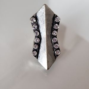 Med-Evil Gothic Industrial Silver Rhinestone Ring Statement Ring Occasional
